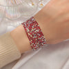 5Pcs/Lot Elastic Crystal Bracelets 2mm Charming Gold Color Crystal Rhinestones Metal Bangle Bracelet Jewelry DIY Gift