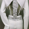 2024 New Arrival Black White Women Long Sleeve Sexy V-Neck Bodycon Bandage Set Shinning Crystal Nightclub Party Women's Set