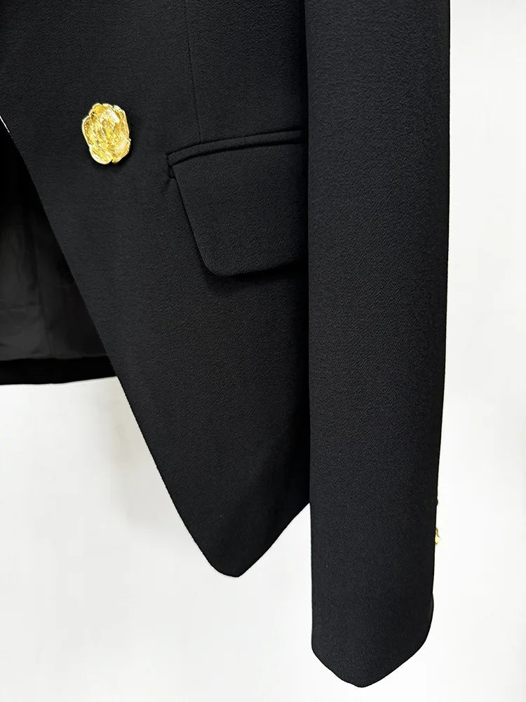 2024 New Blocked Metal Rose Button Slim Black Suit Jacket Festival Outfit Women Party Business Blazer