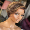 Kurze Bob Perücke Pixie Cut Perücke Glatte Echthaarperücken 13x4 Transparente Lace Front Perücke Für Frauen Highlight Glatte Pixie Cut Perücke