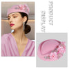 Elegant Felt Turban Hat Vintage Rhinestone Flower Church Beret Hat For Women Air Stewardess Party Cosplay Cap Costume Accessory