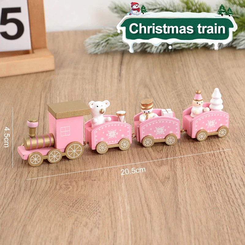 Weihnachten Holzeisenbahn Frohe Weihnachten Dekorationen für Zuhause 2024 Weihnachtsbaumschmuck Navidad Noel Kindergeschenk Frohes Neues Jahr 2025