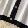 Mini Dress Women Dresses Vests Knitted Vestidos Bodycon Streetwear Polo Neck Sleeveless Single Breasted Splice Y2k Elegant Work