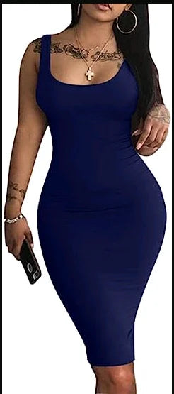 AliExpress Summer Sexy Tank Top Dress European and American Plus Size Women's Sleeveless Midi Dress