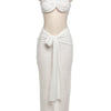 Weird Puss Elegant Women 2 Piece Set Midnight Thin Striped Knot Strapless Tops+Bandage Skirts 2023 Vacation Matching Clubwear