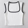 Woman Fashion Slim Solid Contrust Camis Casual Sleeveless Tanks Square Collar Crop Tops Clothing Streetwear Mujer 2024 Y2k