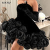 Modern Fashion Short Prom Dresses Luxury Flowers Decorate Evening Dresses فساتين سهرة vestidos bonito para mujer Customized