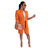 2 Piece Set Blazer Short Suits Knee Length Pant Set Simple Solid Color Office Suit Lady Women Blazer Trousers Two Piece Set