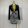 Stock Luxury Diamonds Tassel Sexy Hollow Out Black Mini Dress Woman Evening Celebrate Birthday Party Stage PhotoShoot Costume
