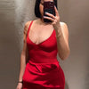 Sexy Pleated Strap Romper Set Women Red Sleeveless Backless U-neck Mini A-line Skirt Female 2025 Fashion Summer Solid Party Suit