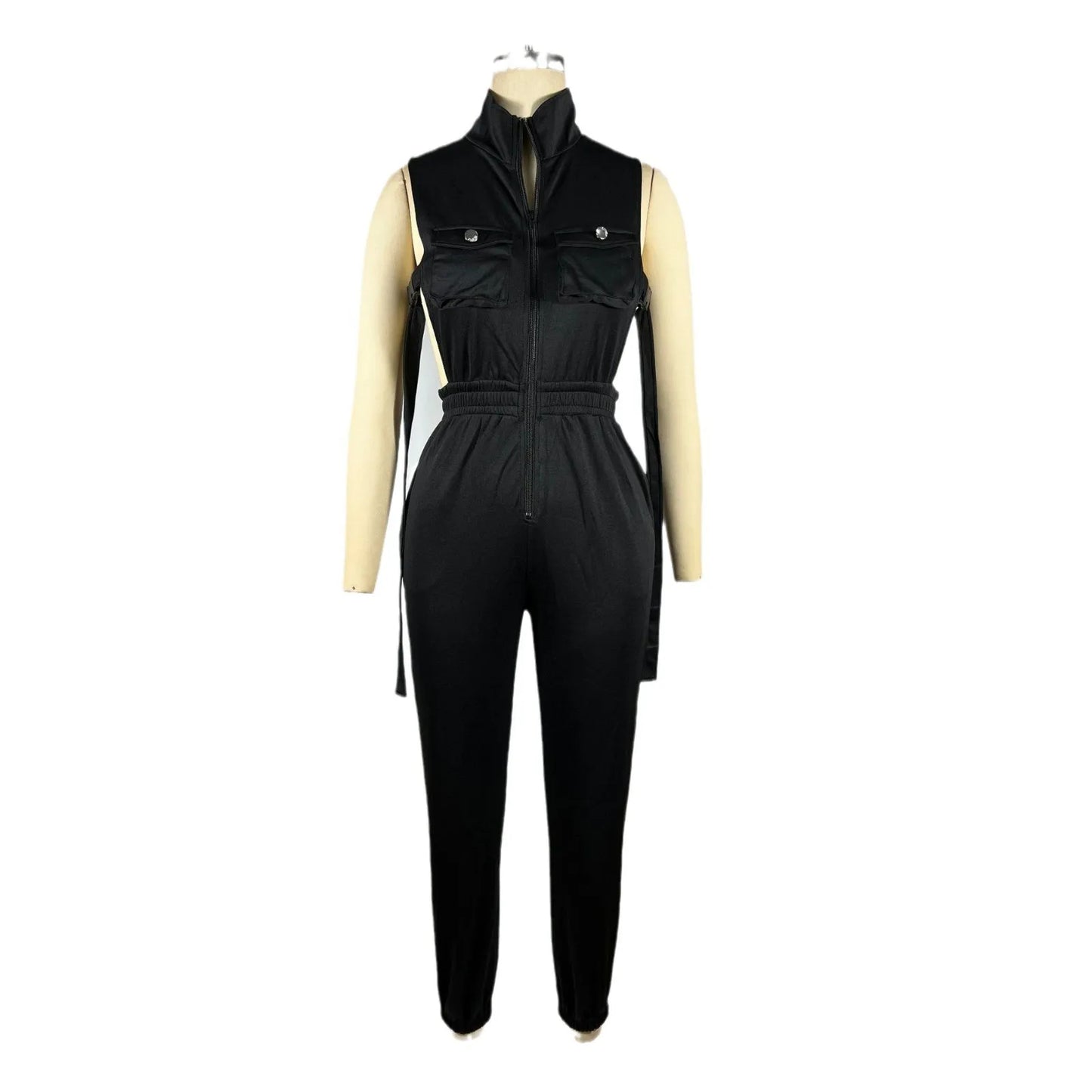 Jumpsuits für Damen 2024 Sommer Sexy Spicy Girl Seitenknopf Reißverschluss Ärmellos 4 Taschen Jumpsuit Streetwear Fashion Overalls