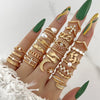 Silver Color Geometric Knuckle Rings Set For Women Eye Cross Sun And Moon Leaf Charm Finger Ring Female Boho Party Jewelry