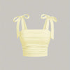 Solid Tie Shoulder Ruched Wide Strap Slim Fit Crop Top for Women Summer 2025 Y2K Clothes Pink Backless Cami Top Streetwear