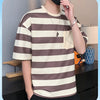 Casual Short Sleeve T Shirt Men'S For 2025 Summer Tshirt Top Tees Striped Brand Fashion HIP HOP Clothes OverSize 3XL T-Shirt