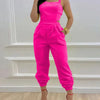 Eleganter Damen Overall 2024 Sommer Mode Träger Hohl Sexy Off-Taille Bedruckter Jumpsuit