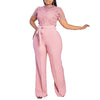 Elegante Jumpsuits & Rompers für Damen Rundhals Spitze Patchwork Kurzarm Gürtel Hohe Taille Luxus Geburtstagsparty Abend Outfit