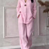 Cotton Linen Sets Two 2 Pieces Sale Casual Long Sleeve Button Loose Blouse Shirt&High Elastic Wide Leg Loose Pant Suits NMD-3021