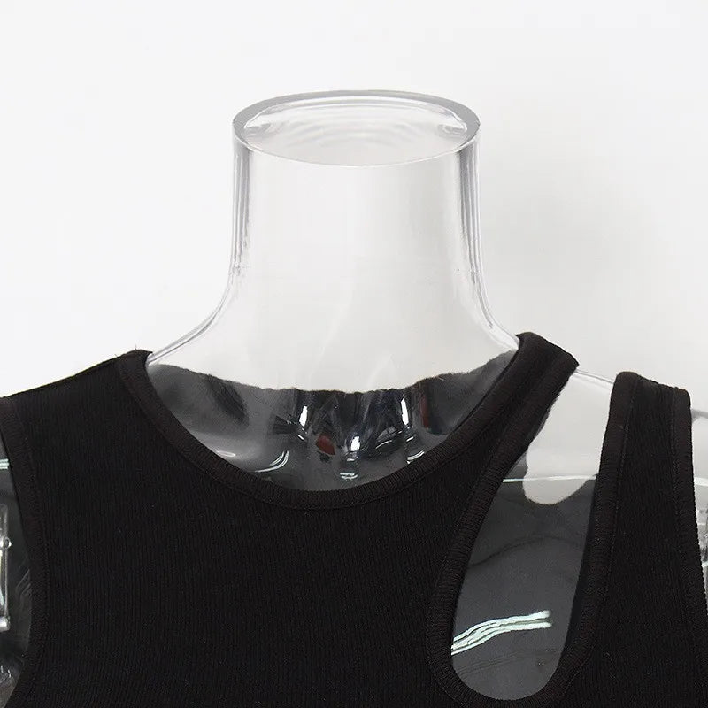 Casual white cut t shirt women round neck sleeveless korean slim t shirts women clothing 2023 summer fashion