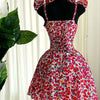 Elegant Floral Print A- Line Mini Dress with Bow Knot High Waist Slimming for Women Spring Season Fashion Casual Skirt