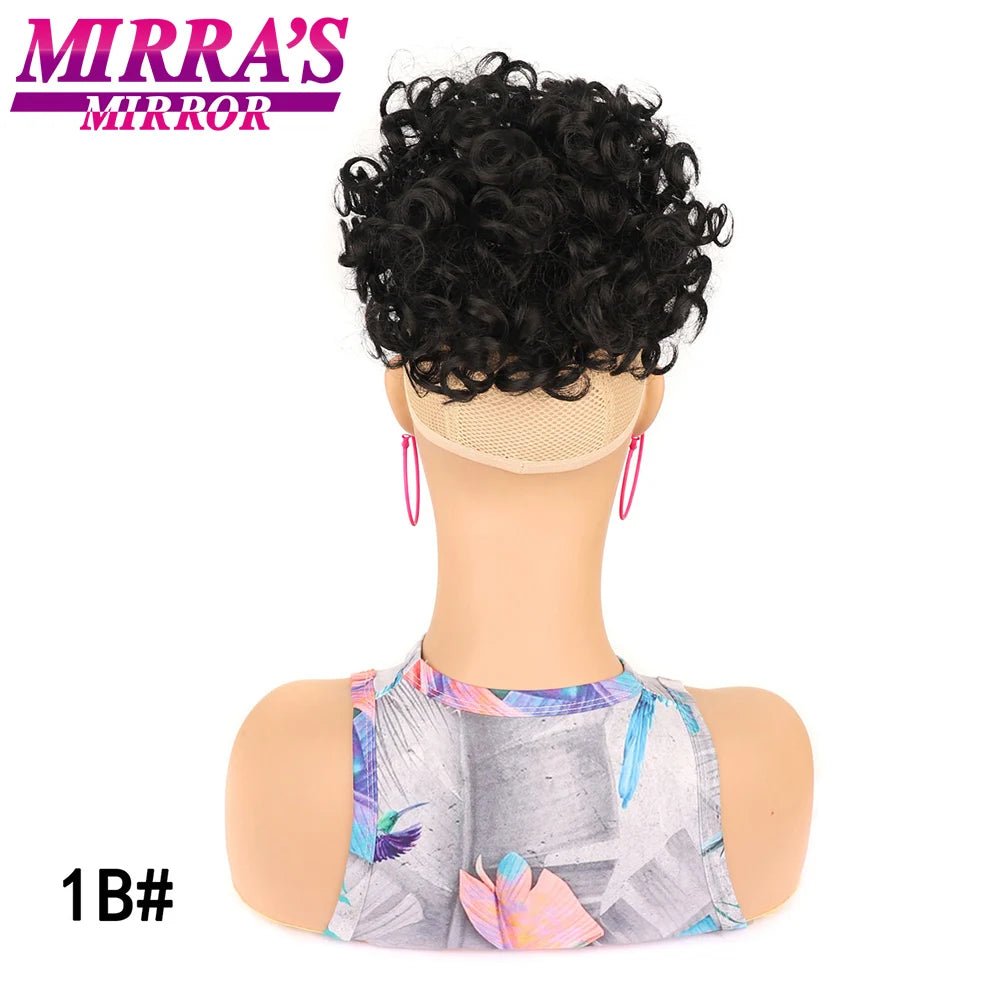 Synthetic Afro Puff Drawstring Ponytail Hair Bun 10 Inch Short Afro Kinkys Curly Afro Bun Extension Hairpieces Large Size