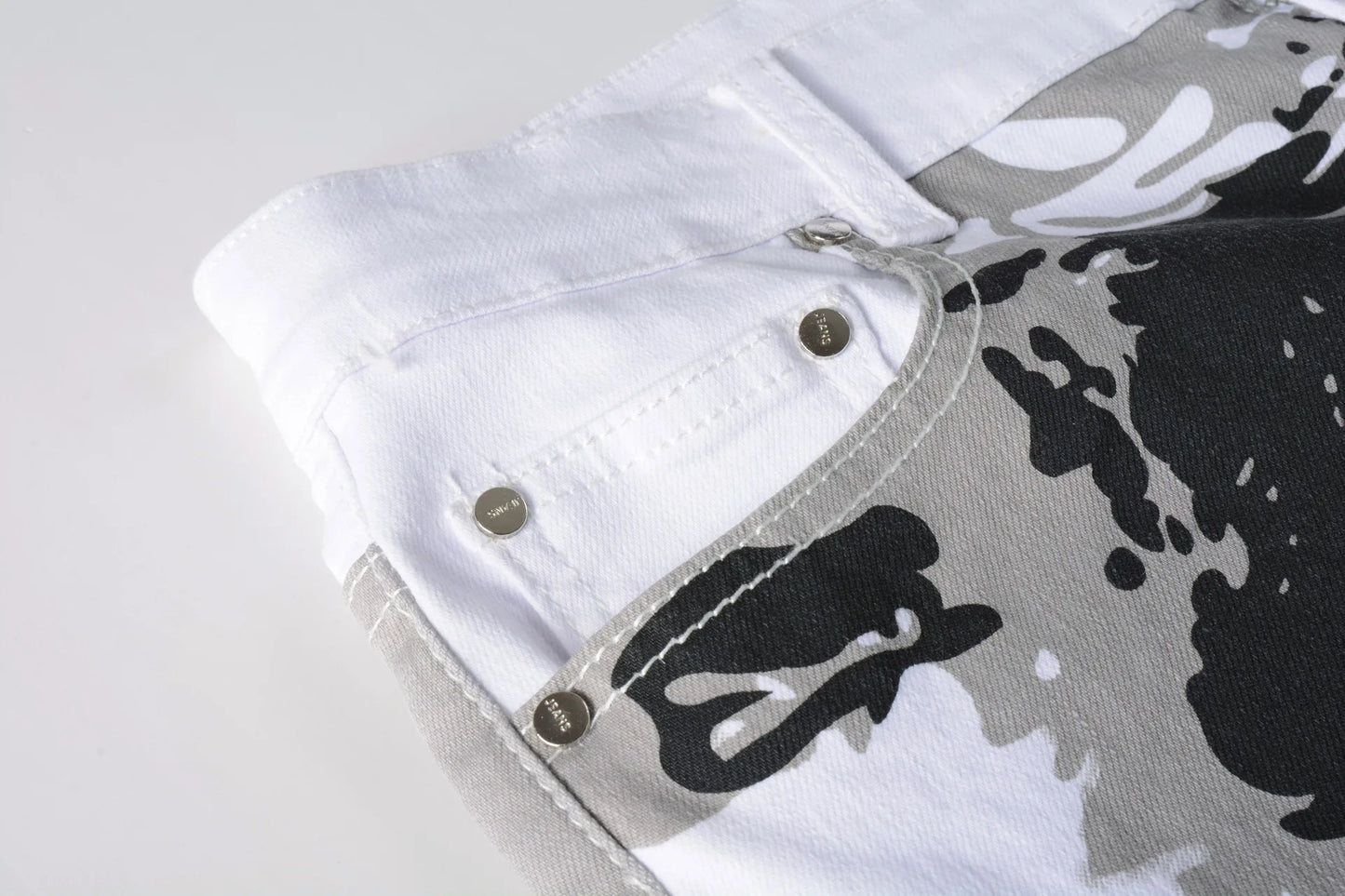 2023 New  Casual Mens Cotton Jeans Elastic Slim Skinny White Camouflage Printing Jeans Male Thin Denim Pants Vaqueros Hombre