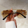 KAMMPT Vintage Rimless Sunglasses Men Women Fashion Oversized Square Shades Eyewear New Double Bridge Gradient UV400 Sun Glasses