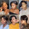 Kurze Bob Perücke Pixie Cut Perücke Glatte Echthaarperücken 13x4 Transparente Lace Front Perücke Für Frauen Highlight Glatte Pixie Cut Perücke