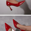 Schuhe Damen 2024 Trend Neue Sommer Rote Absätze Elegante Damen Schwarze Pumps mit Absatz Spitz zulaufende Pumps Kleid Leder Weiße Damenschuhe