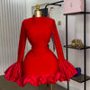 CM.YAYA Women O-neck Long Flare Sleeve Ruffles Mini Dress 2025 Spring Sweet Sexy Birthday Evening Night Party Vestidos Dresses
