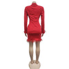 FANAN Elegant Women Double Breasted Tassel Hem and Long Sleeve Notched Collar Lace Waist Patchwork Blazer Dress Vestidos 2022