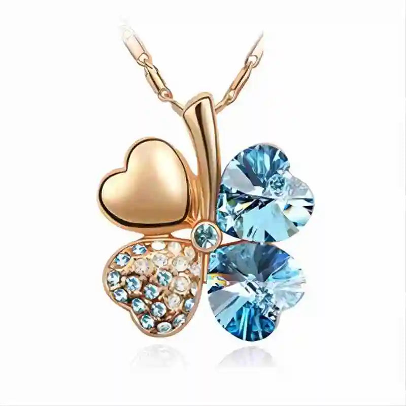 TRPOPSYN Crystal 4 Four Leaf Leaves Clover Pendant Necklaces Lover Birthday Gift Quality Fashion Jewelry Dropshipping Charm Girl