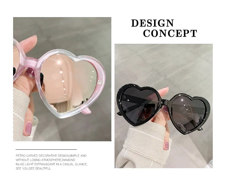 Neue herzförmige polarisierte Sonnenbrille für Damen, modisch, süß, Retro, Vintage, Verlaufs-Sonnenbrille, UV400-Schutz, Unisex-Brille