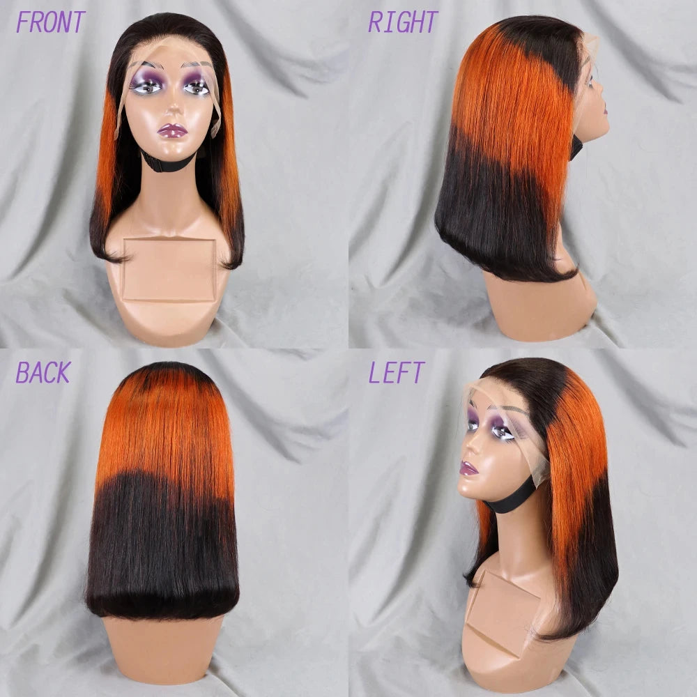 4/30/4 Farbe Echthaar Bob Perücke Glatt 13x4 Lace Front Echthaar Perücken Brasilianische Perücke Kurze Echthaar Bob Perücken Ombre Perücke