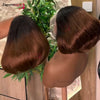 Ombre Chotolate brown Straight Bob 13x4 Lace Closure Human hair Wigs 100% Vietnamese Hair Wear and Go Glueless Layered Cut Wig