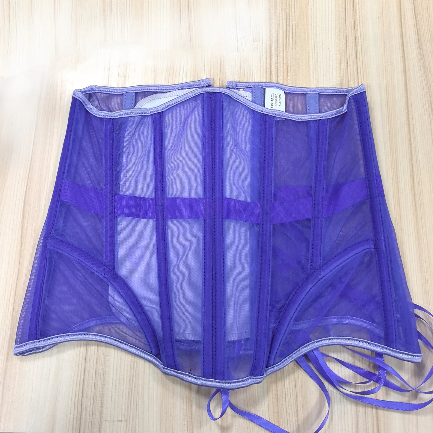 Women Abdomen Tight Corset Crops Under Bust Bustiers Breathable Mesh Waist Girdle With Bones Slimming Lace Up Bodices