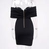 NewAsia Off-Shoulder Blazer-Kleid Zweireihig Rutschfest Rückenfrei Gerafft Tief Ausgeschnitten Reißverschluss Bodycon Robe Elegante Clubkleider