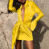 2023 Elastic Elegant Single Breasted Dress Retro Lapel Satin Tight-fitting High Waist Wrap Hips Ruched Short Dress Sexy Clubwear