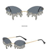 Diamond Rimless Sunglasses Women Luxury Brand Rhinestone Sun Glasses Ladies Sexy Tear Shape Punk Party Eyewear gafas de sol
