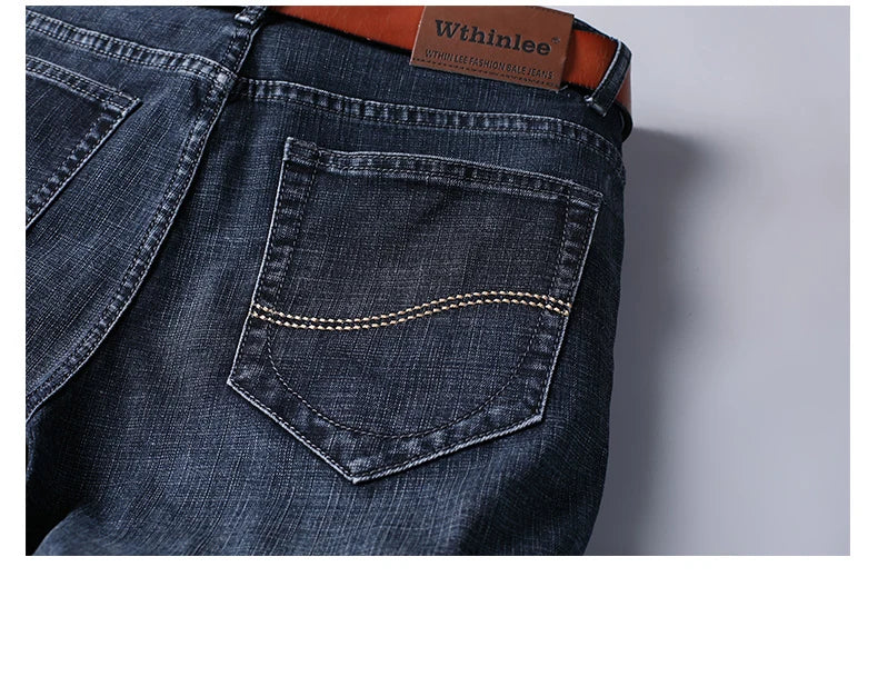 Wthinlee Neue Business Herren Jeans Casual Gerade Stretch Mode Klassische Blau Schwarz Arbeit Denim Hosen Männliche Marke Kleidung