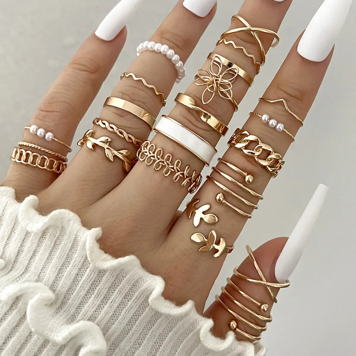 Silver Color Geometric Knuckle Rings Set For Women Eye Cross Sun And Moon Leaf Charm Finger Ring Female Boho Party Jewelry