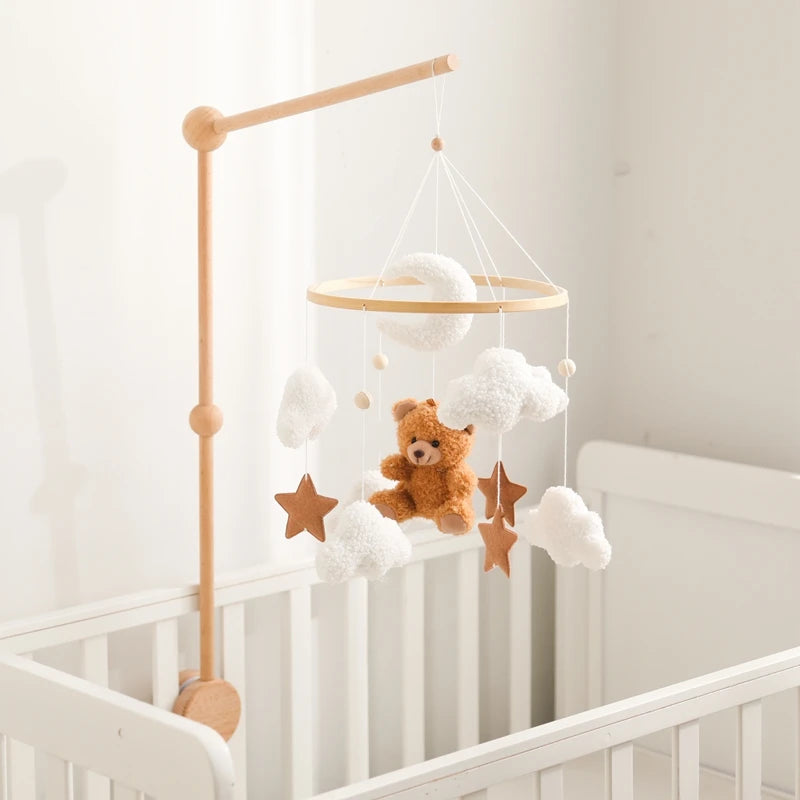 Baby-Kinderbett-Mobile-Rassel-Spielzeug 0-12 Monate Säugling Weicher Filz Teddy Samt Rosa Bär Bettglocke Hängendes Spielzeug Halterung Babybett Mädchen Spielzeug