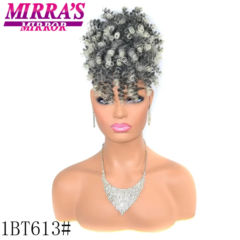Synthetic Afro Puff Drawstring Ponytail Hair Bun 10 Inch Short Afro Kinkys Curly Afro Bun Extension Hairpieces Large Size