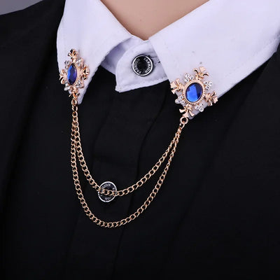 Mode Quaste Kristall Kreuzkette Brosche Damen Hemdkragen Anstecknadeln und Broschen Persönlichkeit Reversnadel Schnalle Damen Accessoires