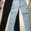 Street Elastic Jeans Men Denim Cargo Pants Wash Solid Color Multi Pockets Casual Mid Waist Trousers Slim Fit Daily Wear Joggers