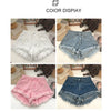 ITOOLIN Women Vintage Tassels Denim Shorts Button Loose High Waist A-line Jean Shorts Casual Women Office Trousers Streetwear
