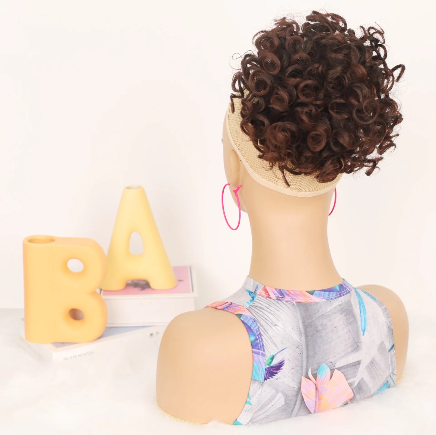 Synthetic Afro Puff Drawstring Ponytail Hair Bun 10 Inch Short Afro Kinkys Curly Afro Bun Extension Hairpieces Large Size