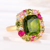 Huitan Elegant Big Green Cubic Zirconia Rings for Women Wedding Engagement Party New Luxury Lady's Accessories Fashion Jewelry