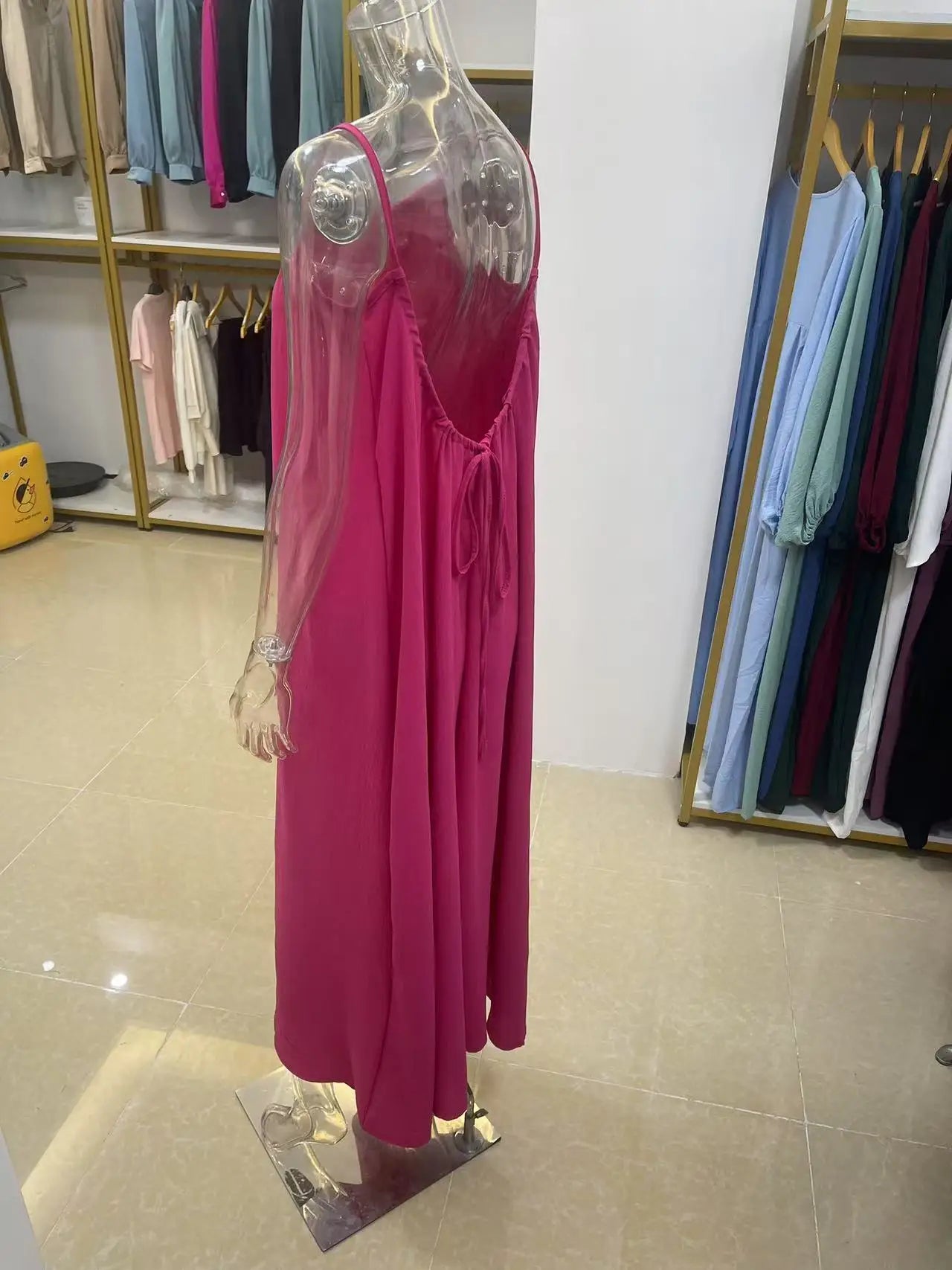 New Arrival Women's Strapless Backless Long Loose Home Dress Comfortable Sleepwear Casual Maxi Dress