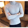 Mens Turtleneck Sweaters Winter Warm Knit Pullover Korean Cotton Solid Color Casual Slim Sweater Male Clothing Bottoming Shirt