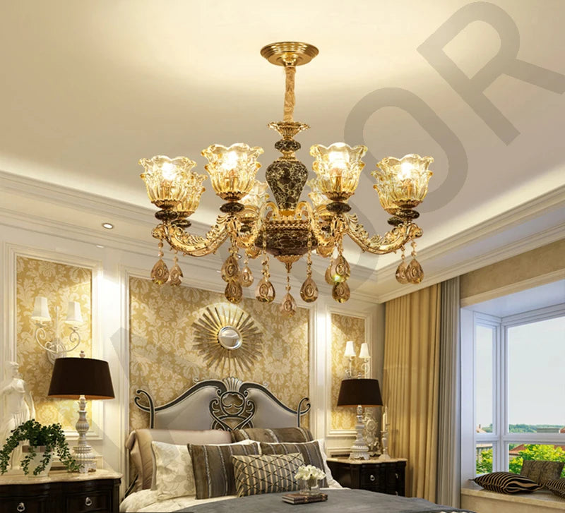 Kronleuchter Wohnzimmer Groß Luxus Kristall Lampe Esszimmer Schlafzimmer Dekoration Französischer Retro Kronleuchter Beleuchtung